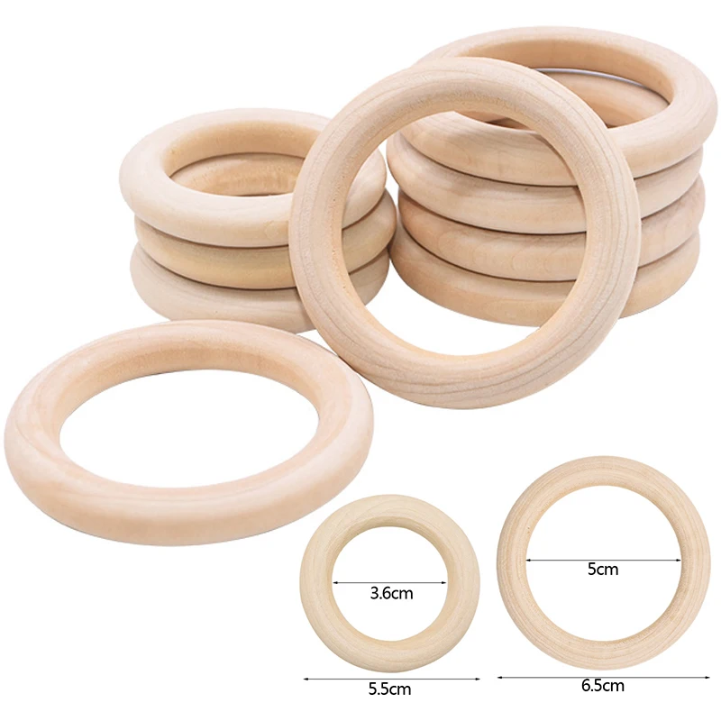 Wooden-Beads Diy Craft Gift Kids Toy Home-Decoration Baby Natural for 5pcs Infant