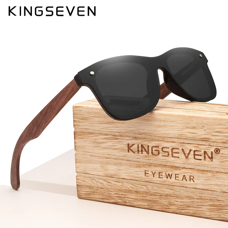 KINGSEVEN 2019 Handmade Polarized Walnut Wood Sunglasses Fashion Men Women Brand Design Colorful Sun Glasses Mirror Shades|Men’s Sunglasses| -…