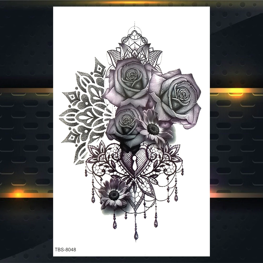 Sexy Fake Jewelry Temporary Tatoos For Women Black Diamond Camellia Tattoo  Sticker Fire Dragon Unicorn Waterproof Tatoo Hand Arm - Temporary Tattoos -  AliExpress