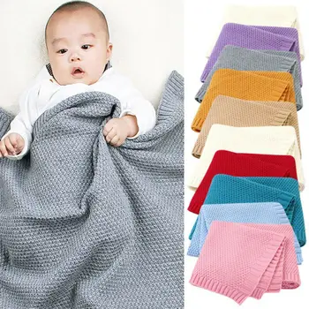 

Newborn Baby Blanket Knit Crochet Winter Warm Swaddle Wrap Sleeping Blanket