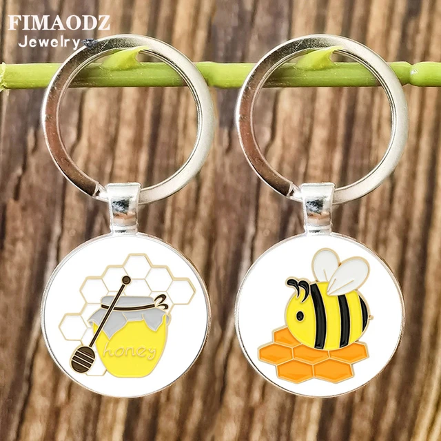 Porte-clés équation en accent d'abeille mignon pour hommes et femmes, porte- clés fleur de