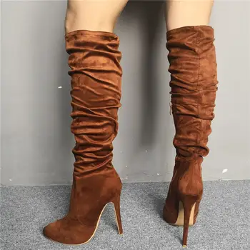 

Karinluna Large Size 47 Customized Sexy Pointed Toe Shoes Woman Boots Female Thin High Heels Party Prom Boots Women Shoes