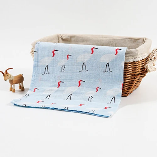 Cotton Baby Blankets Newborn Soft Organic Cotton Baby Blanket Muslin Swaddle Wrap Feeding Burp Cloth Towel Scarf Baby Stuff - Цвет: Crane