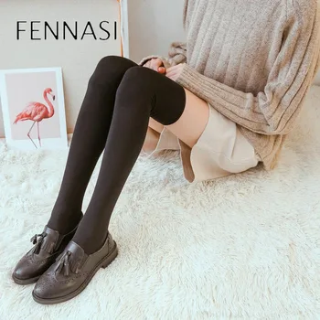 

FENNASI Autumn Winter Warm Women's Stockings Sexy Black Plus Velvet Thickening Cotton Stockings Sticky Woman Casual Stockings