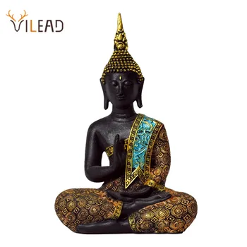 

VILEAD 16cm Thai Buddha Statute Thailand Buda Resin Huddhism Figurines Fengshui Livingroom Home Decoration