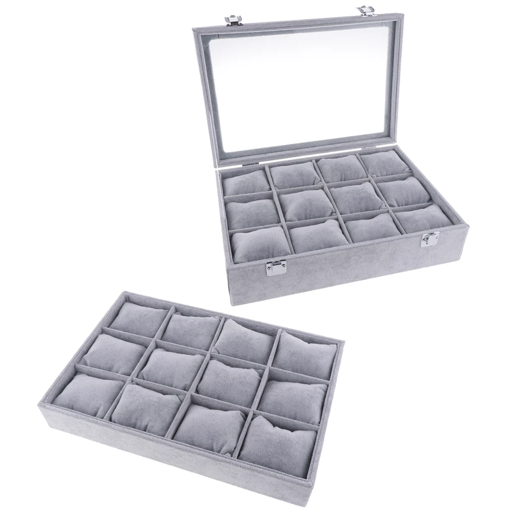 Bracelet Cuff Bangle Organizer 12 Slots Compartment Velvet Cushion Removable | Наручные часы