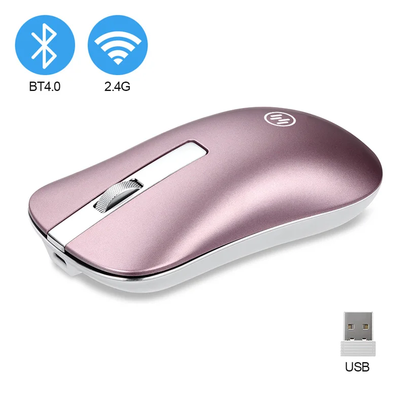 Bluetooth Pink Перезаряжаемая беспроводная мышь Bluetooth компьютерная мышь беспроводная эргономичная Бесшумная компьютерная мышь Mause Mini USB оптическая мышь для ноутбука - Цвет: Bluetooth Pink