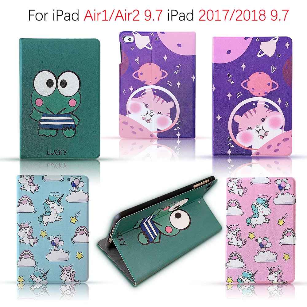 

Cartoon Case For iPad 2017 2018 For iPad 5 6 9.7'' Inch Cover Imitation Leather Cover For Ipad Air 2 Air 1 Case