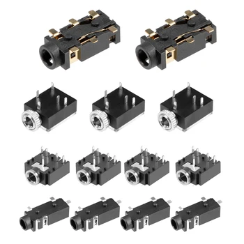 

uxcell 10Pcs Socket Headphone Stereo Jack PCB Mount 3.5mm 5 Pin 6 Pin Audio Video Connector Black DC50V 0.5A 3-20N