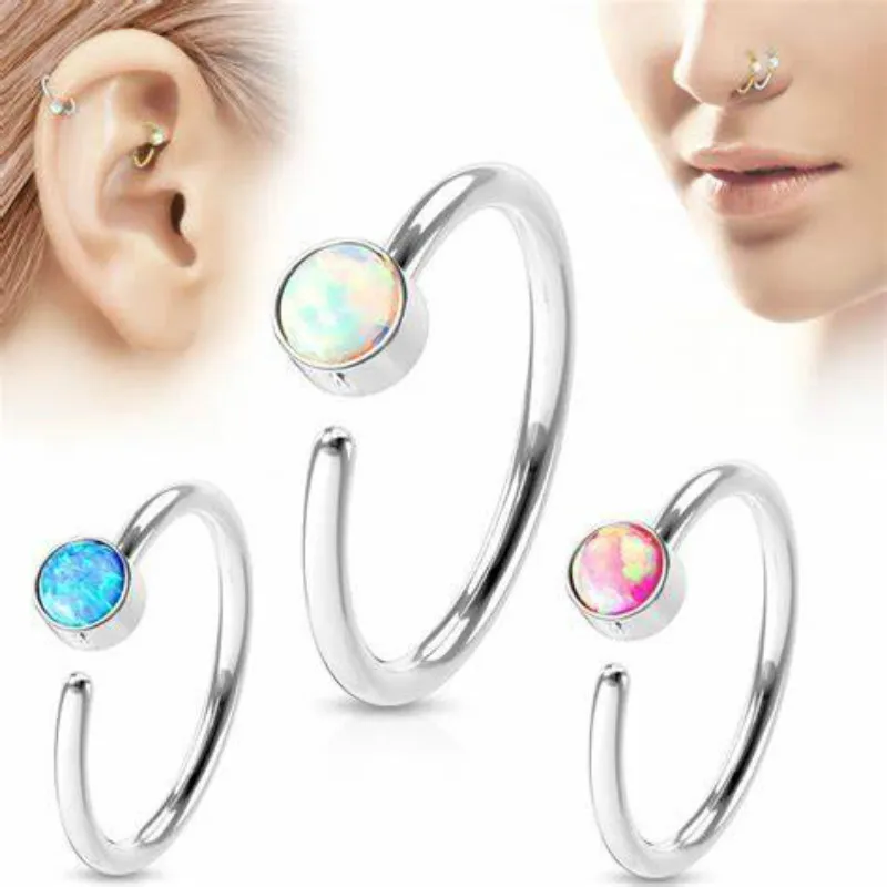 Simple 3x Nose Ring Open Hoop Lip Body Piercing clip on Studs Stainless Jewelry