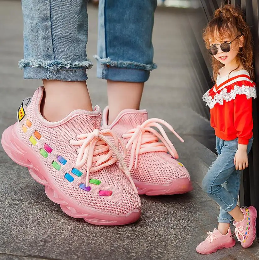 Новые осенние кроссовки обувь для девочек Детская спортивная обувь для мальчиков модная повседневная детская обувь для девочек Беговая Детская текстильная обувь