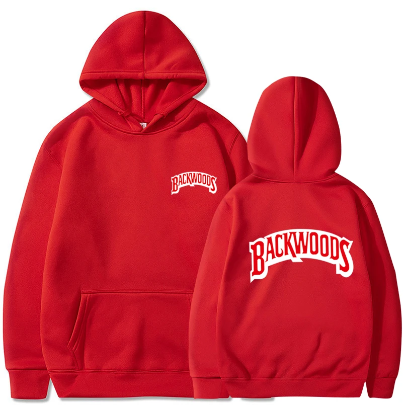 The screw thread cuff Hoodies Streetwear Backwoods Hoodie Sweatshirt Men Fashion autumn winter Hip Hop hoodie pullover - Цвет: WM56-57 Red