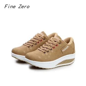 

Hot ladies sneakers 2019 breathable waterproof wedge platform vulcanized shoes ladies casual shoes thick bottom increased casual