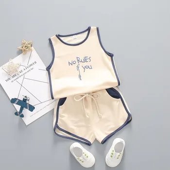 

Toddler Boys Clothing Set Boys Summer Clothes Foreign Baby Sportswear Vest Two-piece Summer Costume Girls Clothes 10 12 Year