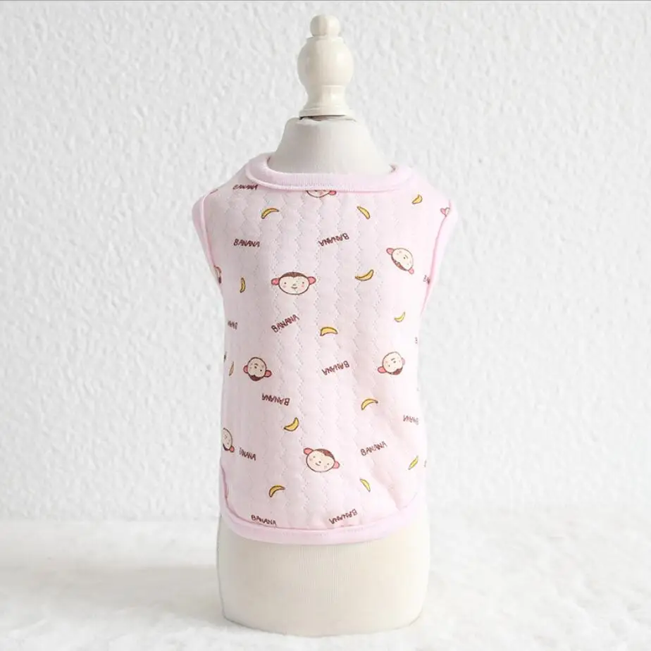 8 Стиль Хлопок Мини Одежда для собак щенков крошечная Одежда для новорожденных домашних животных рубашка жилет для собаки Костюм XXS XS для чашки пуделя - Цвет: Pink Monkey