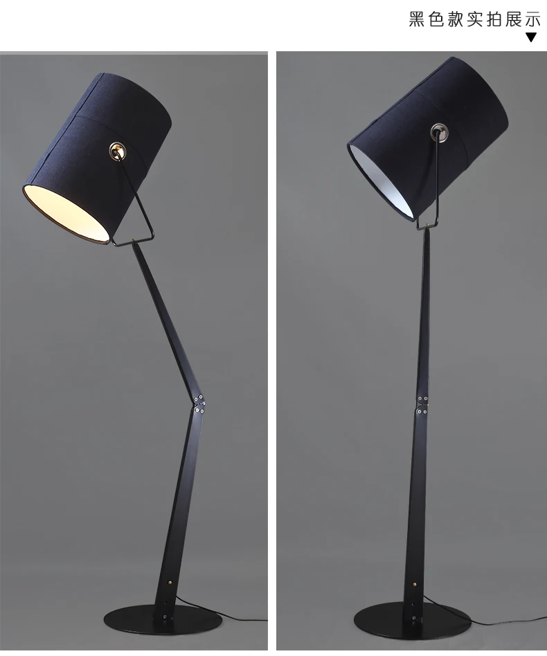 Italian Design Fork Led Floor Lamp Linen Lampshade Modern Art Decor Adjustable Metal Standing Light Bedroom Study Ligh luminaire