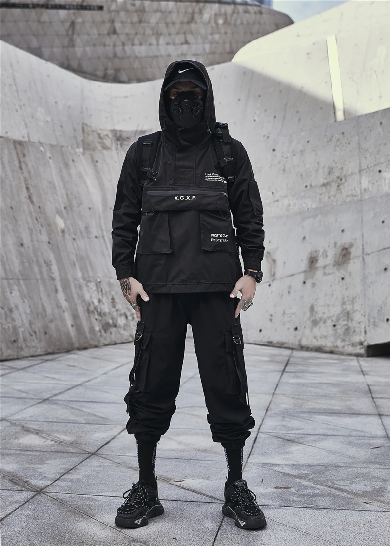 Techwear מעיל לגברים אביב Streetwear 