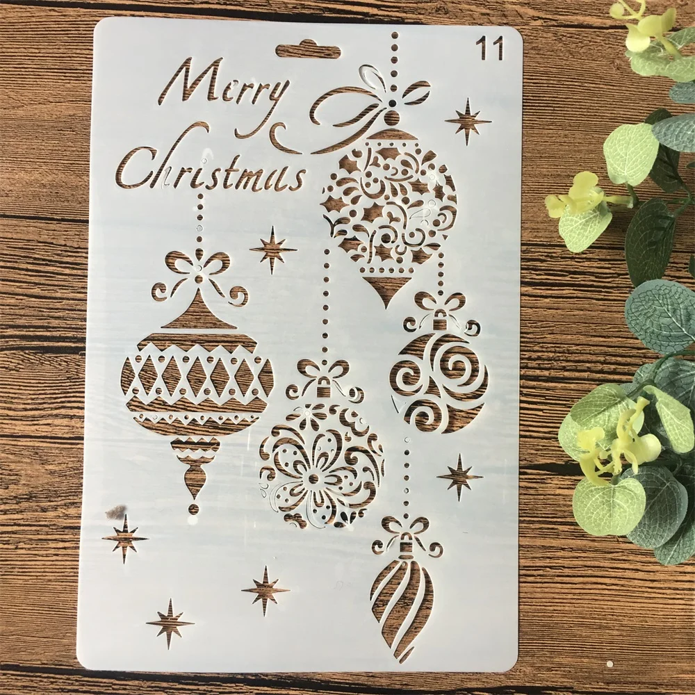 Kit da disegno per stencil in plastica riutilizzabile di Natale, Set di 8, Babbo Natale Albero