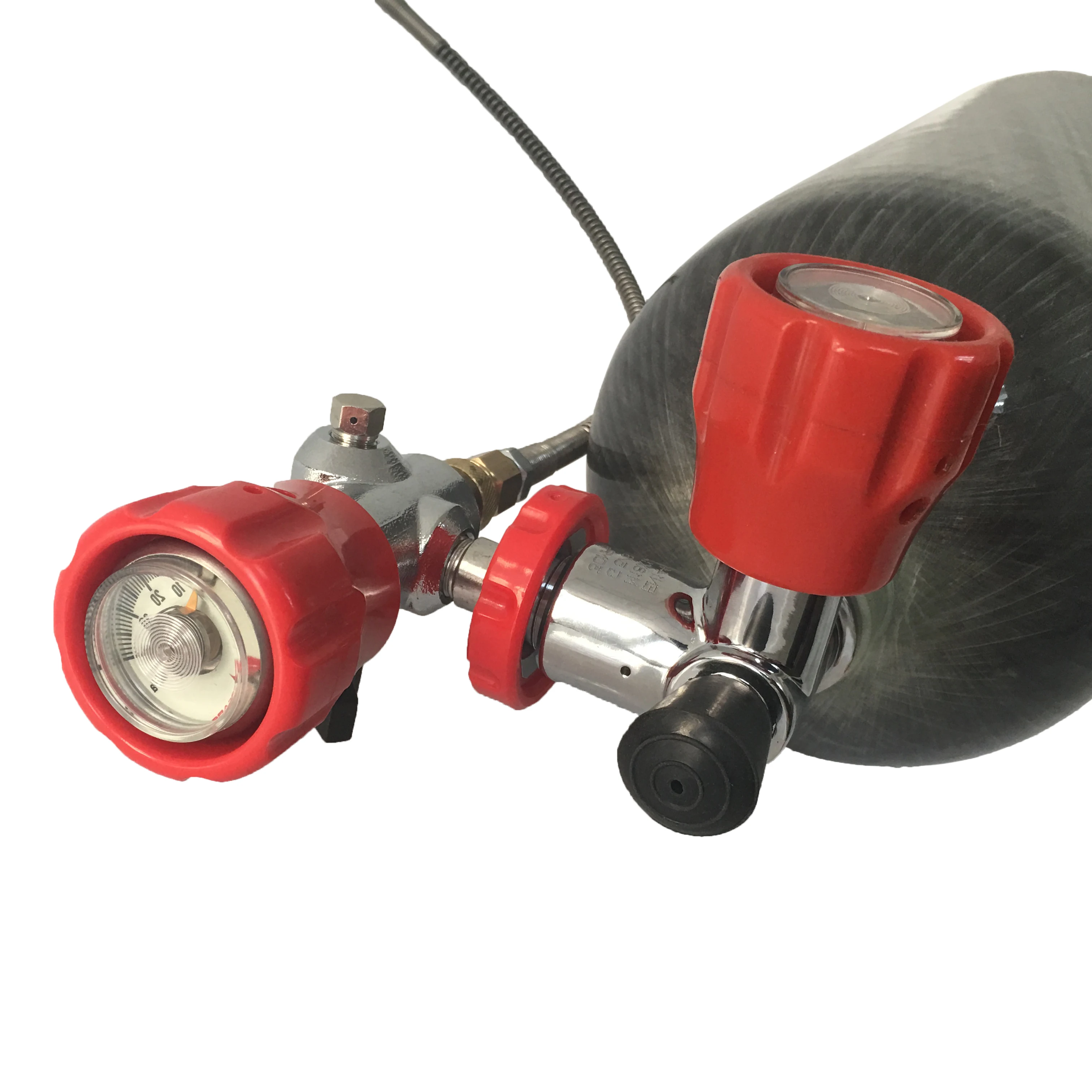 AC3680 6.8L Pcp Air Gun 4500psi Compressed M18*1.5 Cylinder Underwater Gun Bottles Red Valve Filling Station Scuba Cylinder