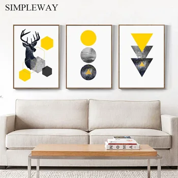 

Scandinavian Starry Sky Deer Abstract Poster Canvas Wall Art Print Painting Nordic Decoration Picture Modern Living Room Decor