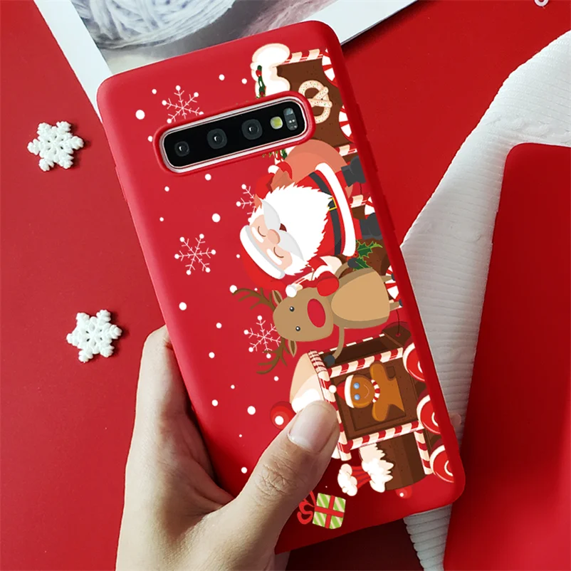 sdhp4wu Для samsung Galaxy S10 S7 S8 S9 плюс A50 A40 A70 A10 A10E A20 A20E A30 A60 M10 M20 M30 Note 5, 8, 9, 10 Pro ТПУ красный матовый Рождество чехол - Цвет: sdhp4wu