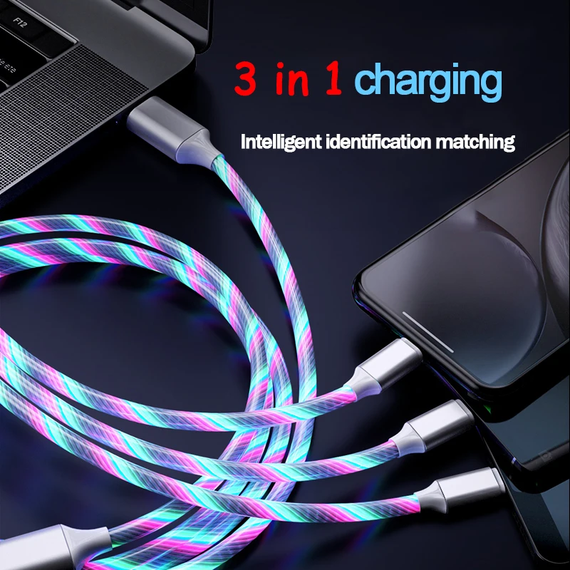 Освещение тройной USB кабель Выдвижной 3 в 1 usb зарядный провод мульти кабель светодиодный стример все-в-1 кабель для Micro usb type C line
