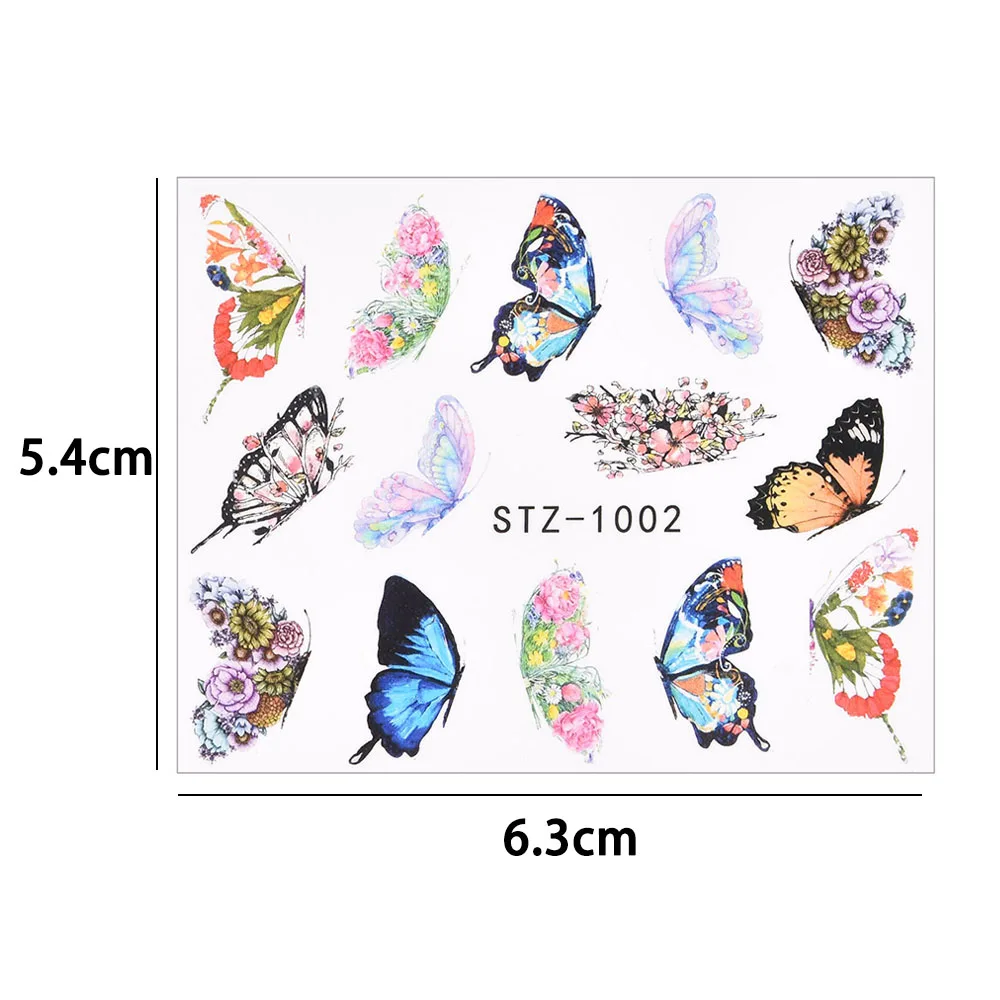 1 PC Pink Purple Butterflies Nails Art Manicure Stickers Decals 3D Spring Summer Theme Flowers Nail Slider Decor Decoration