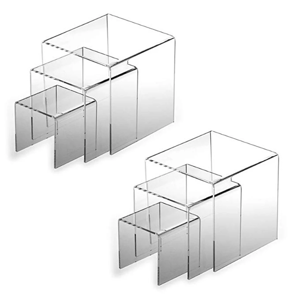 

Set Of 6 Clear Cake Stand Jewerly Display Table Decoration 3 4 5 Inch Detachable Multi Layer Acrylic Riser Home Showcase Party