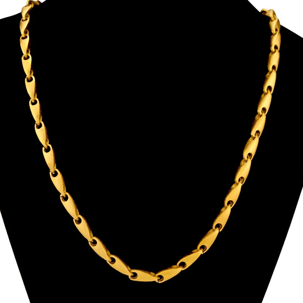 

Trendy Chain Link Yellow Gold Filled Hip Hop Mens Simple Style Clavicle Necklace