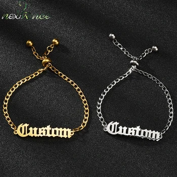 

Nextvance Bracelet Customized Name Letter Creative Chain Stainless Steel Charm Personalized Bracelets for Men Women Gift Jewelry