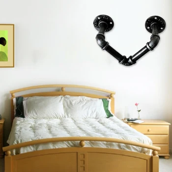 

Home Decoration Bedroom Wall Mounted Holder Iron Pipe Organizer Storage Rack Towel Hanger Bar Durable Shelf Industrial Vintage