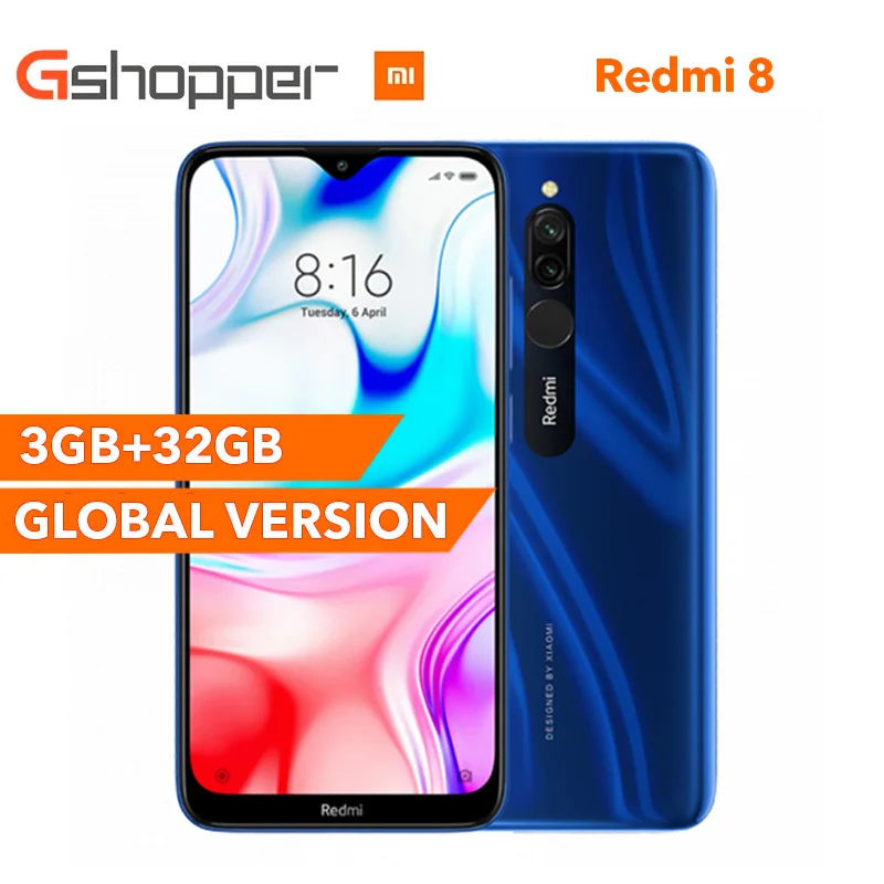 Оригинальный мобильный телефон Xiaomi Redmi 8 с глобальной версией, 3 Гб ОЗУ, 32 Гб ПЗУ, Восьмиядерный процессор Snapdragon 439, двойная камера 12 Мп