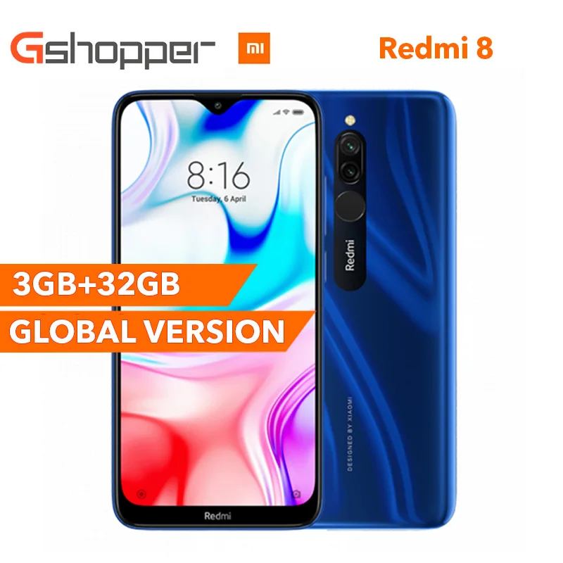 

Original Global Version Xiaomi Redmi 8 3GB RAM 32GB ROM Mobile Phone Snapdragon 439 Octa Core 12MP Dual Camera 5000mAh Battery