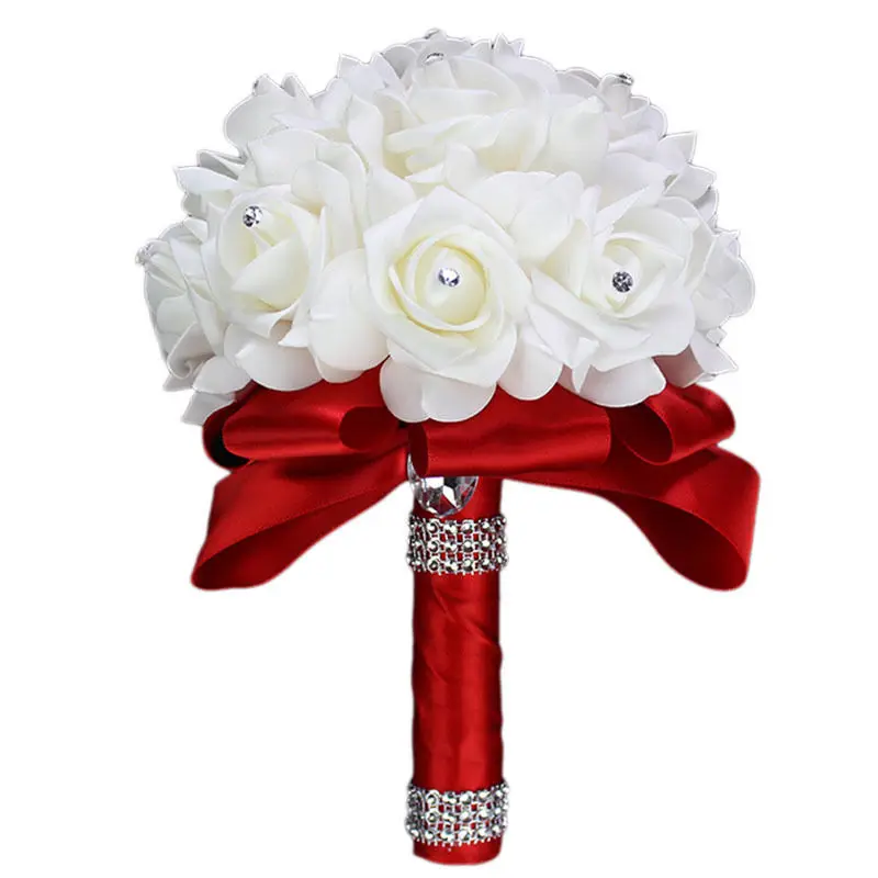 Wedding Bouquet Crystal Pearl Sequin Bridal Bridesmaid Rose Foam Flower Handmade