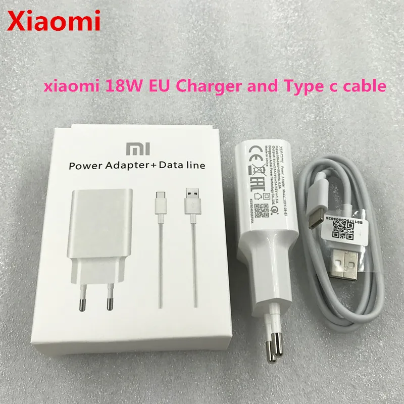 Быстрое зарядное устройство Xiaomi 18 Вт QC 3 0 Redmi note 8 адаптер Type C зарядный кабель для mi