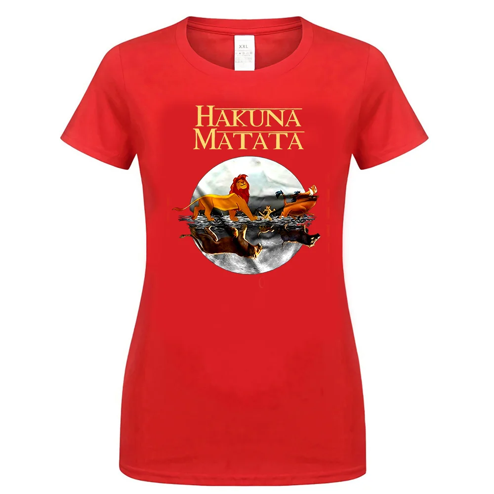 Hakuna Matata The Lion King футболка Черная Хлопковая мужская S-6Xl лучшие рождественские подарки футболка - Цвет: women red