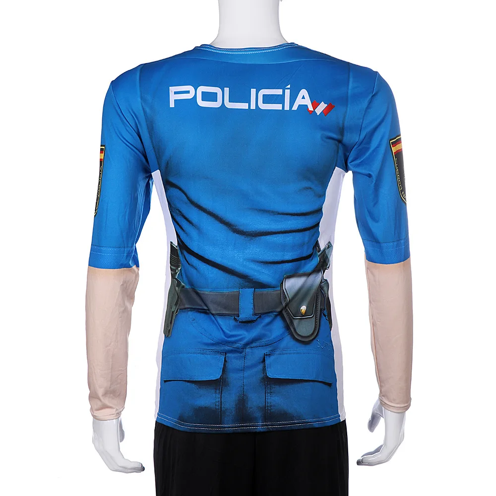  PTYGO PUBG Cospaly Spain Police T Shirt Repeat Dinner Short Sleeve High Quality Tee Clothing Tops M