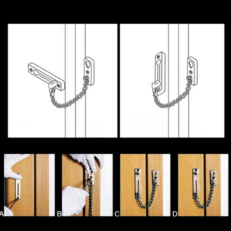 Безопасность Дверной цепи замок противоугонные дверные инструменты Пряжка Серебряный цвет прочные замки с пружиной