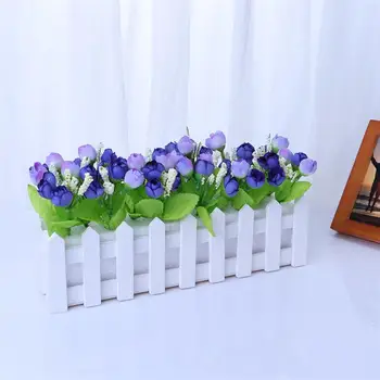 

1PC Silk Cloth Fake Flowers Decor Simulated Artificial Flowers Wood Fence Decorative Flowers Mini Flowers Decor For Home Store