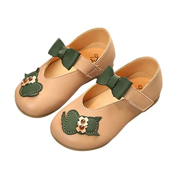 

PU Children Kids Infant Girls For Party And Wedding Cartoon Cat Bowknot Princess Single Casual Shoes Great Gift To Baby