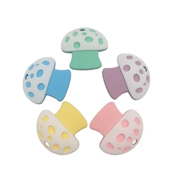 

1Pc BPA Free Baby Mushroom Teethers Food Grade Silicone Teethers Baby Teething DIY Pacifier Chain Nursing Necklace Pendants Toys