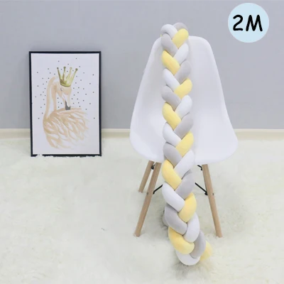 2M Yellow Gray White 1 м/2 м/3 м 3 Плетеный бампер для детской кровати, Рождественский бампер для детской комнаты, декоративные бамперы для детской кроватки, декор для детской комнаты - Цвет: 2M Yellow Gray White