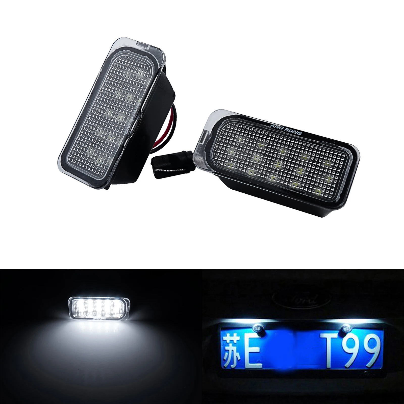 Angrong 2x Canbus Smd Led License Number Plate Light Lamps White For