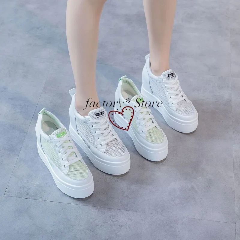 

9cm Hidden Wedge Shoes Thick Breathable Shoes Female Wild Heeled Casual Sneakers