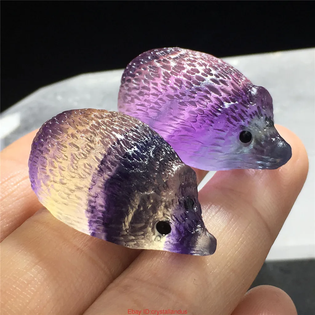 

1Pc Natural Quartz Crystal Skull Carved Rainbow Fluorite Hedgehog Stone Healing Gemstone Home Decoration Figurine Small Ornament
