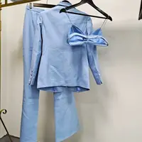 HIGH QUALITY New Fashion 2026 Designer Blazer Suit Set Women's Single Button Diamonds Beaded Camis Blazer Pants Suit 3pcs Set - Image 4