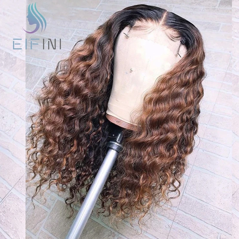 1B-30-Ombre-Color-Lace-Front-Human-Hair-Wigs-Baby-Hair-13X6-Deep-Part-Curly-Brazilian