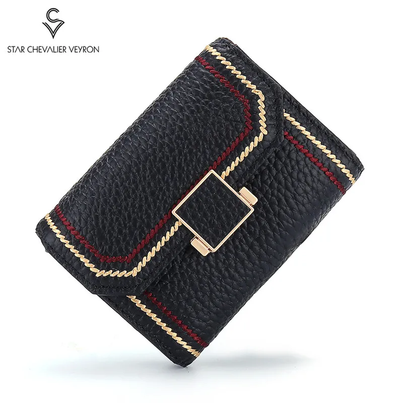 

2020 Fashion Small Card Holder Wallet Genuine Leather Lady Card Wallet Soft Female Wallet for Card Holder Ladies Purse Short Bag