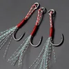 100pcs/Lot Assist Hook Fishing Lure Slow Jigging Fish Cast Jigs Barbed Single Jig Hooks Thread Feather Pesca Carbon Steel Peche 4
