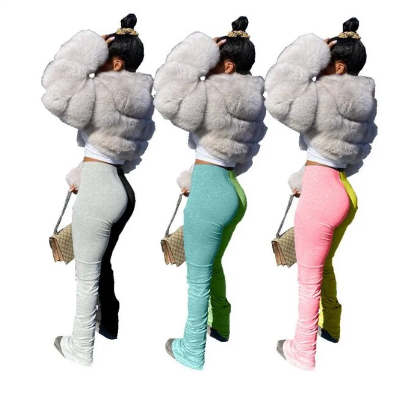 Stacked Leggings Pants Sweatpants Women Flare Pant Trousers Stacked Joggers Bell Bottom ruched Pants Ladies Pencil Leggingsgs